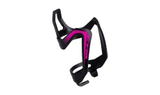 Košík na láhev CTM  ORBIT, otočný o 70°, plastový černý, rúžový potisk